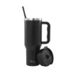 Bild von Edelstahl-Thermobecher mit Trinkhalm, 1200 ml, schwarz
