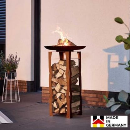 Bild von Feuerschale mit Holzlager FRANK