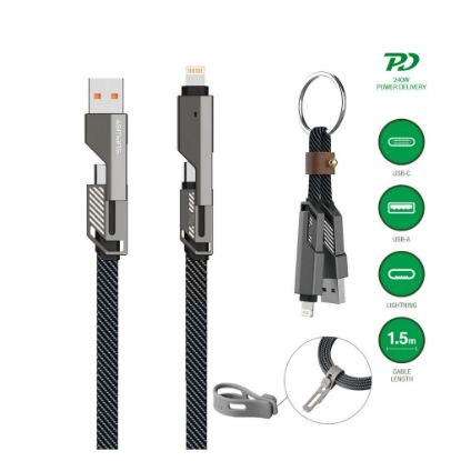 Bild von USB-C Kabel "ComboCord Flat" 240W, 1.5m und Keyring Kabel, graphit
