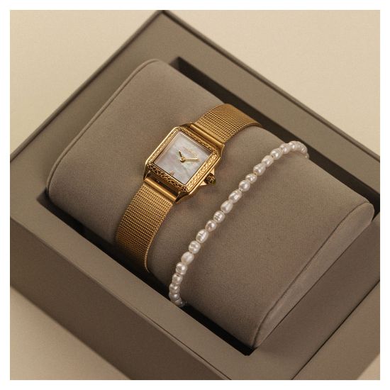 Bild von Set Armbanduhr + Armband "All Pearls", gold
