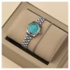 Bild von Set Solar-Armbanduhr + Armband "All Turquoise", silber